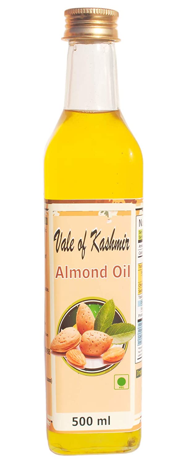 Vale Of Kashmir Pure Sweet Edible Almond Oil for Salad Dressing Face Skin Hair 100 ml | Natural Organic Almond Oil