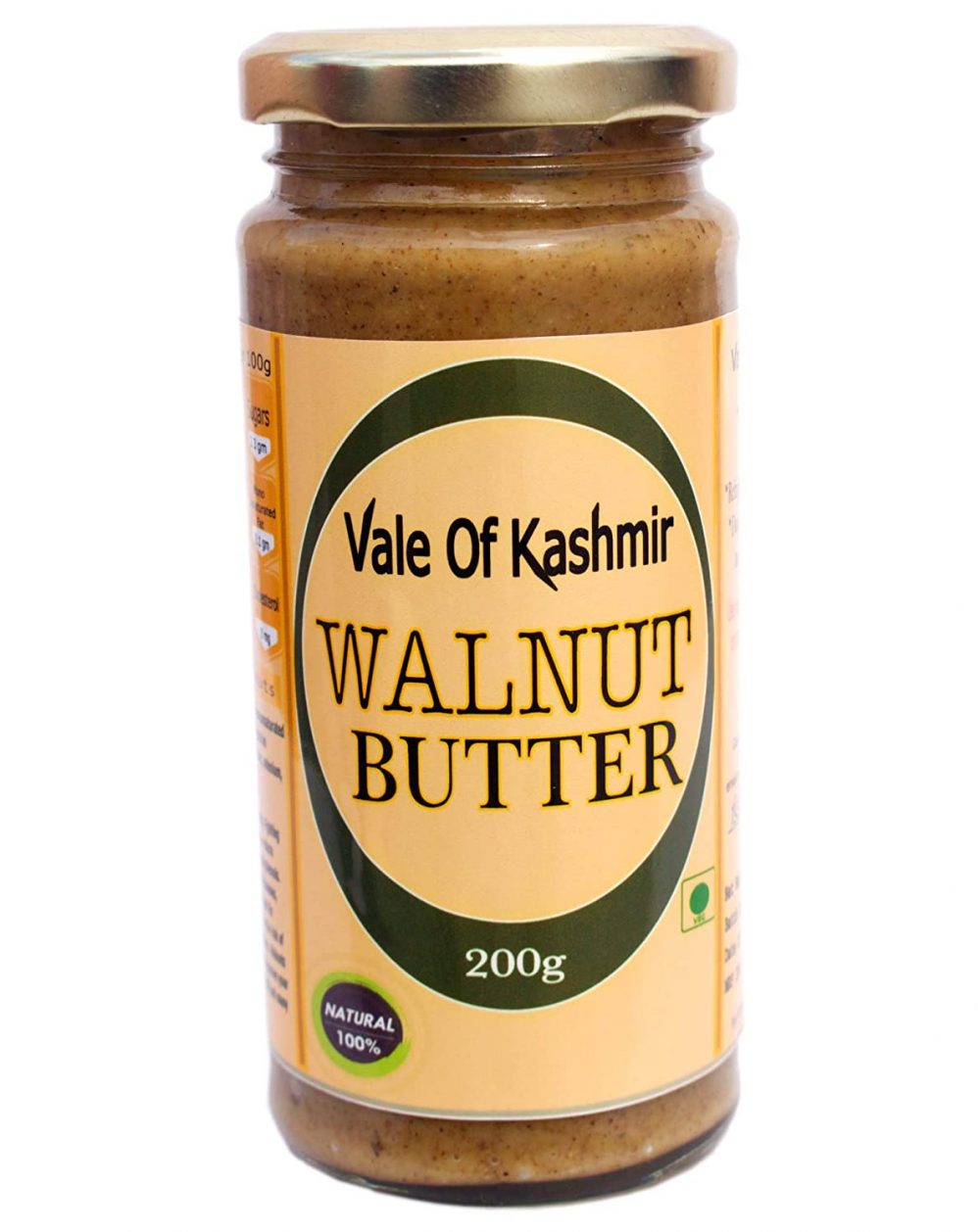 Vale Of Kashmir Walnut Butter 220 Gram | Natural Pure Walnut Butter | Made of Kashmiri Walnuts (Plain)