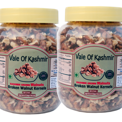 Vale Of Kashmir Broken Walnut Kernels 1 Kg (500×2) In Food Grade Jar