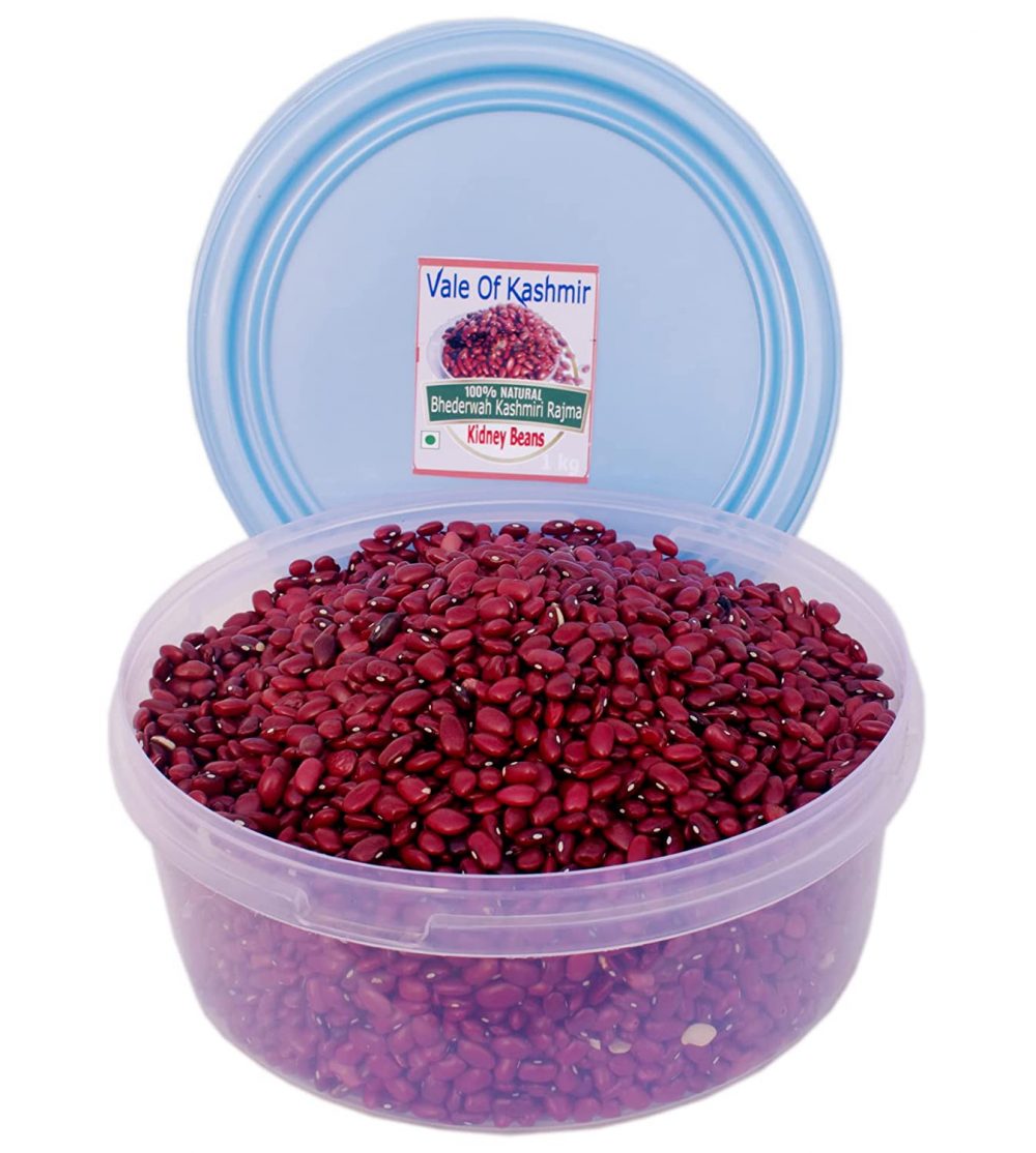 Vale Of Kashmir Bhaderwahi Kasmiri Red Rajma 3 KG in Food Grade Jar , Kashmiri Kidney Beans, Fresh Tasty