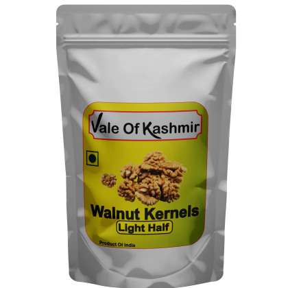 Vale Of Kashmir Walnut Kernels Light Half Vacuum Packed 500 Gram, Akhrot Giri Walnuts Without Shell
