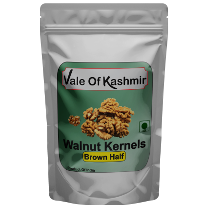 Vale Of Kashmir Walnut Kernels Brown Half Vacuum Packed 500 Gram, Akhrot Giri Walnuts Without Shell