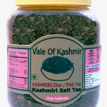 Vale Of Kashmir Kashmiri Tea Pink Noon Chai in Food Grade Jar | Salt Tea | Pink Tea 250 Gram | with Soda Powder Inside The Jar