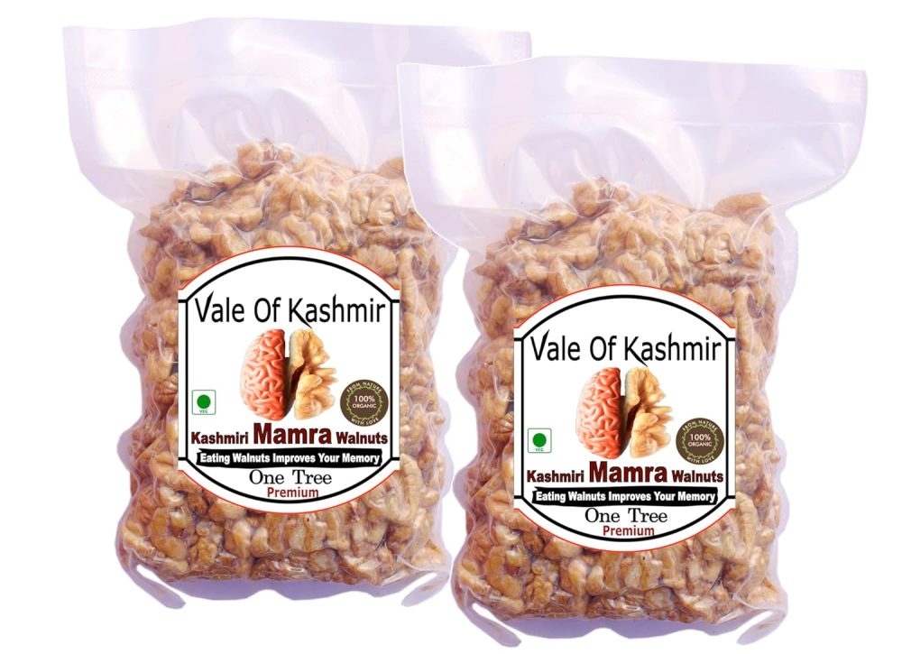Vale Of Kashmir Kashmiri Mamra ONE TREE Walnuts 1 kg (500gx2) grams, Walnut Kernels Without Shell, Natural Brain Food