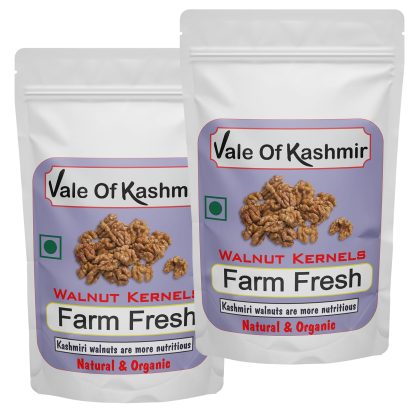 Vale of Kashmir Farm Fresh Walnut Kernels 1 kg, Natural & Organic, Kashmiri Akhrot Pack of 2x500g