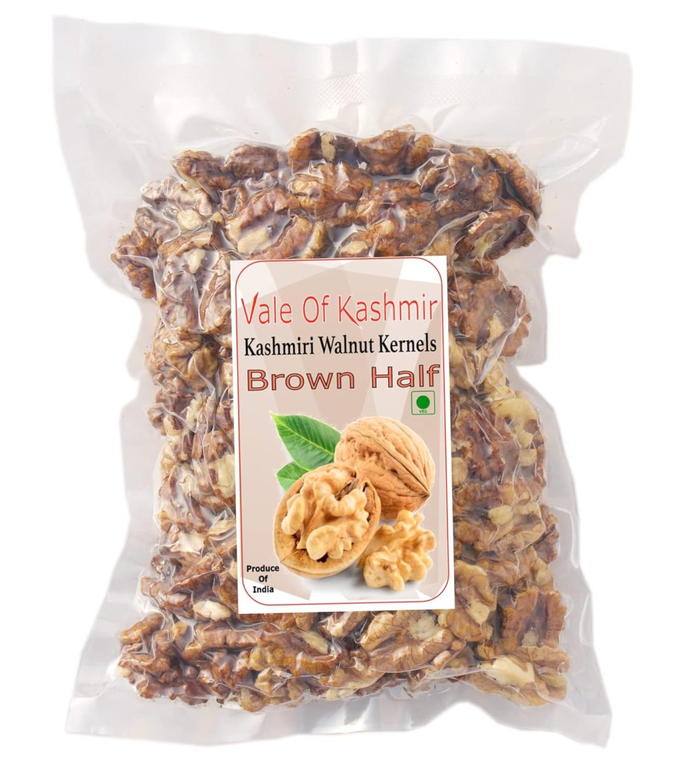 Vale of Kashmir Walnut Kernels Brown Halves Without Shell 500 g, Akhrot Giri Kashmiri Walnuts