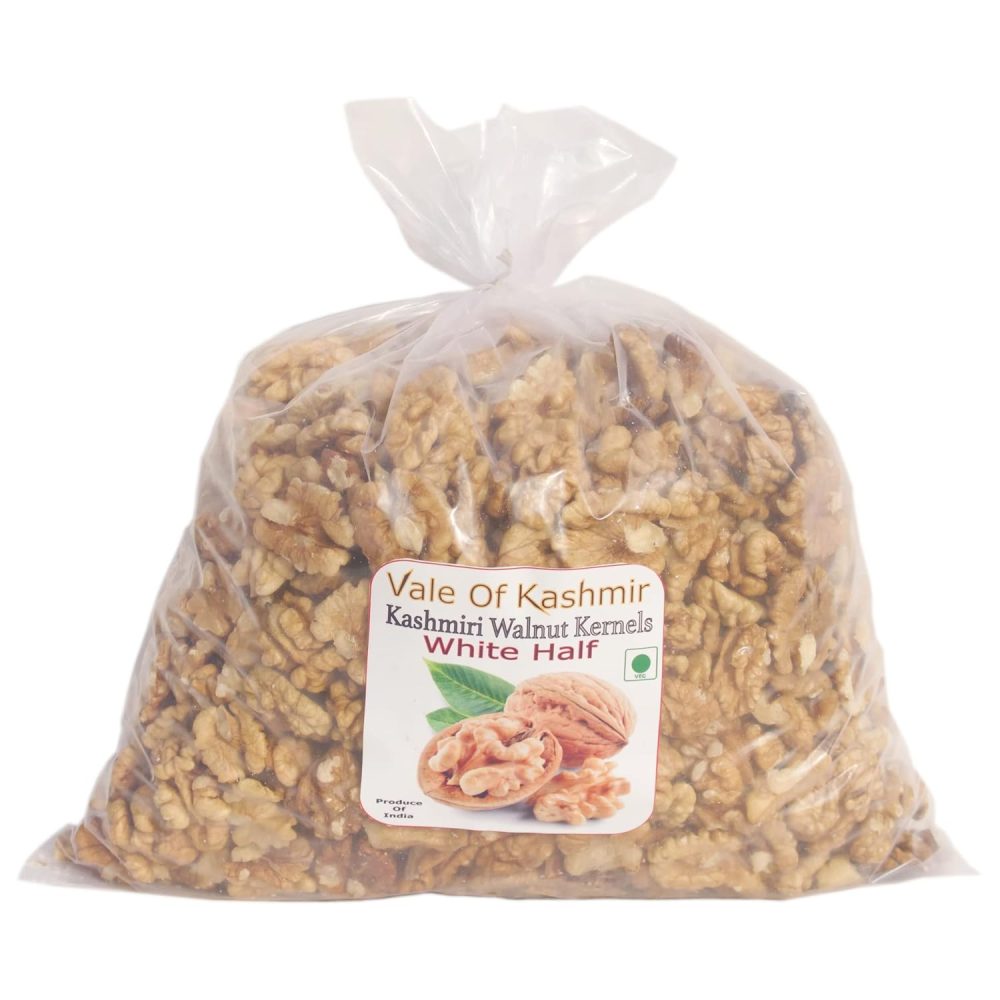 Walnut Kernels Fresh New Crop 2025 1 kg By Vale Of Kashmir, White Half Walnut Kernels Akhrot Giri Without Shell Walnuts