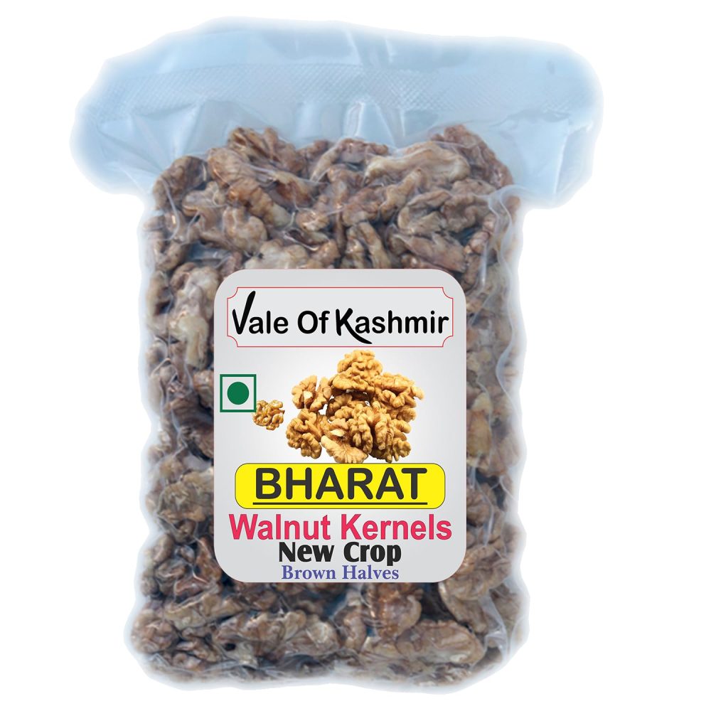 Vale of Kashmir Bharat Walnut Kernels 500 Grams, Brown Halves, New Crop Fresh Crop