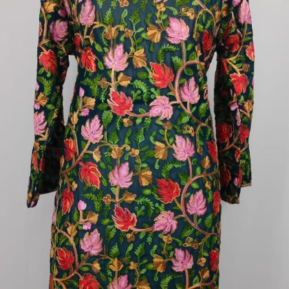 Kashmiri Embroidered Floral Heavy Thread Work  Style Kurti Georgette