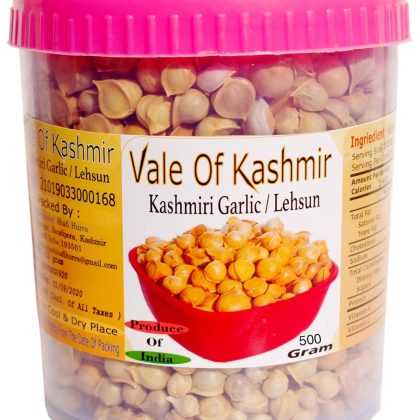 Vale Of Kashmir Kashmiri Lehsun Himalayan Single Clove in Food Grade Jar | Snow Mountain Garlic (500)